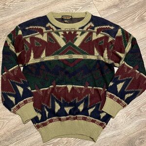 Vintage 1980s Uniform Code Men’s Geometric Pattern Sweater